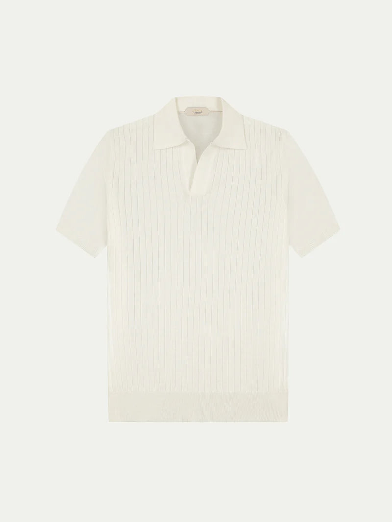 Heritage Ribbed Cashwool Polo Beige