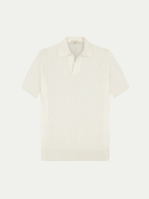 Heritage Ribbed Cashwool Polo Beige